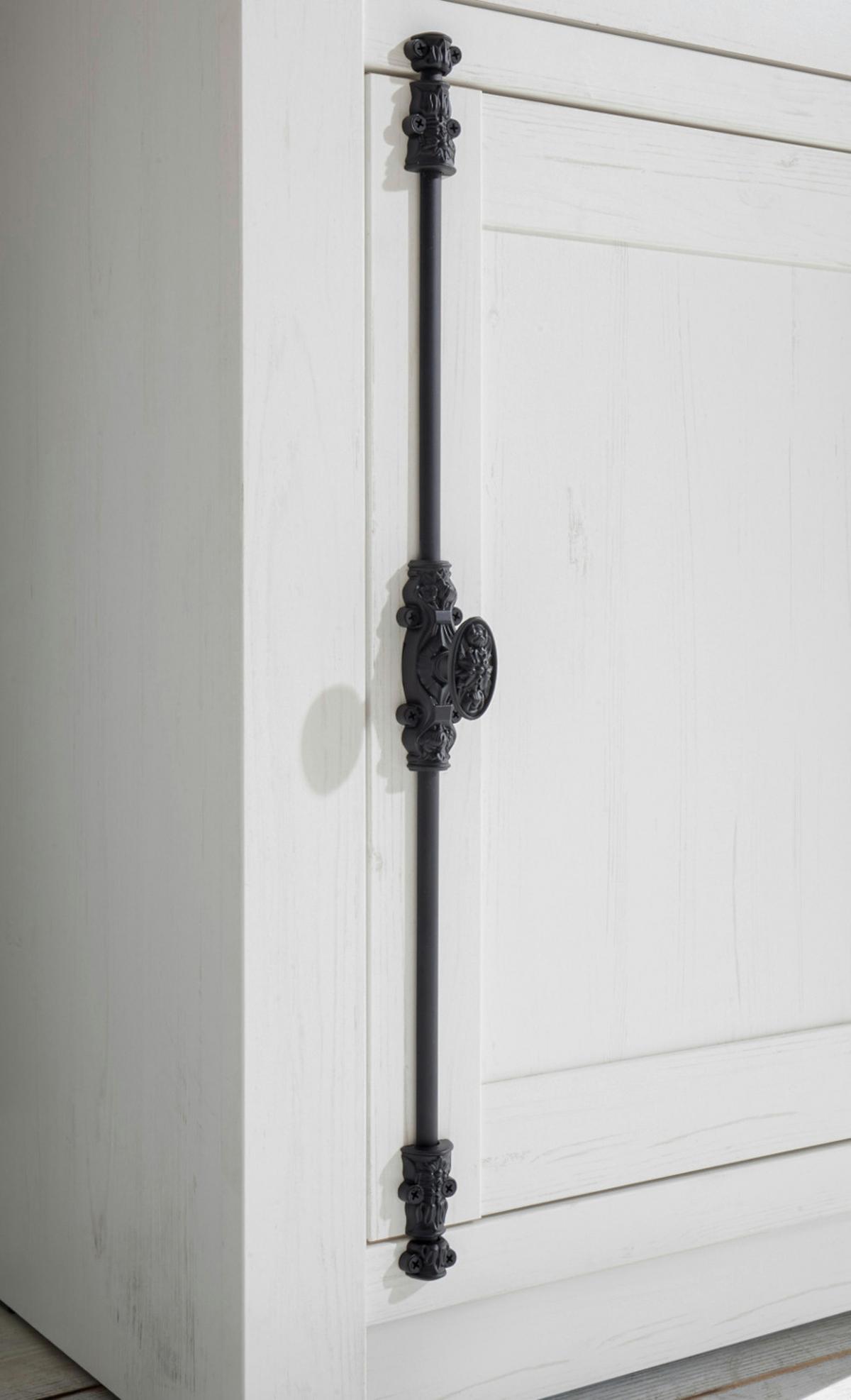 KOMMODE Pinie weiß 105 x 115 cm, Flurkommode Landhaus - Schwarz/Weiß, Holzwerkstoff/Metall (105/115/45cm) - Furn.Design