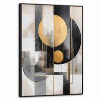 LEINWAND Bilder mit Rahmen - Abstrakt - Gold - Silber - Formen - Ästhetisch - Modern - 60x80 - Goldfarben, Textil (60/80cm) - MuchoWow