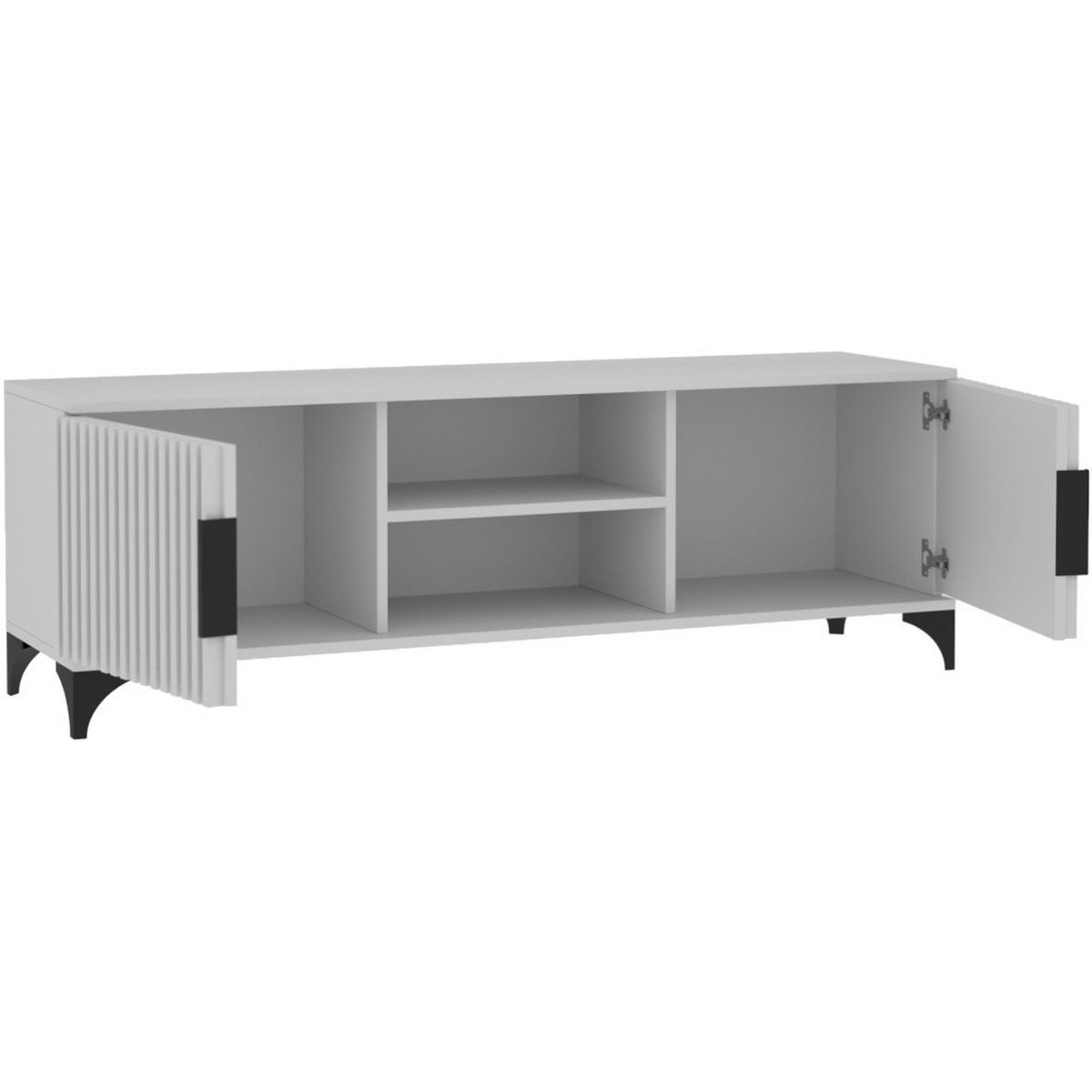 LOWBOARD Home mit 2 Türen und Lamellen, ohne Griffe, eiche Artisan - Schwarz/Eiche Artisan, Holzwerkstoff (150/50/40cm) - Beautysofa