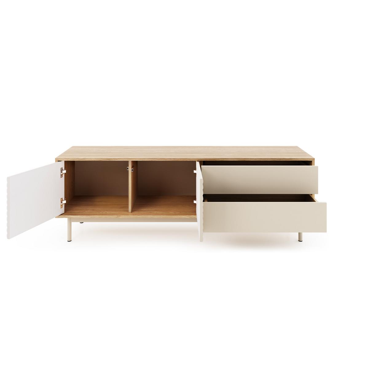 LOWBOARD Terra mit 2 Türen und 2 Schubladen, Kaschmir/geölte Eiche - Kaschmir, Holzwerkstoff/Metall (160/53/40cm) - Beautysofa