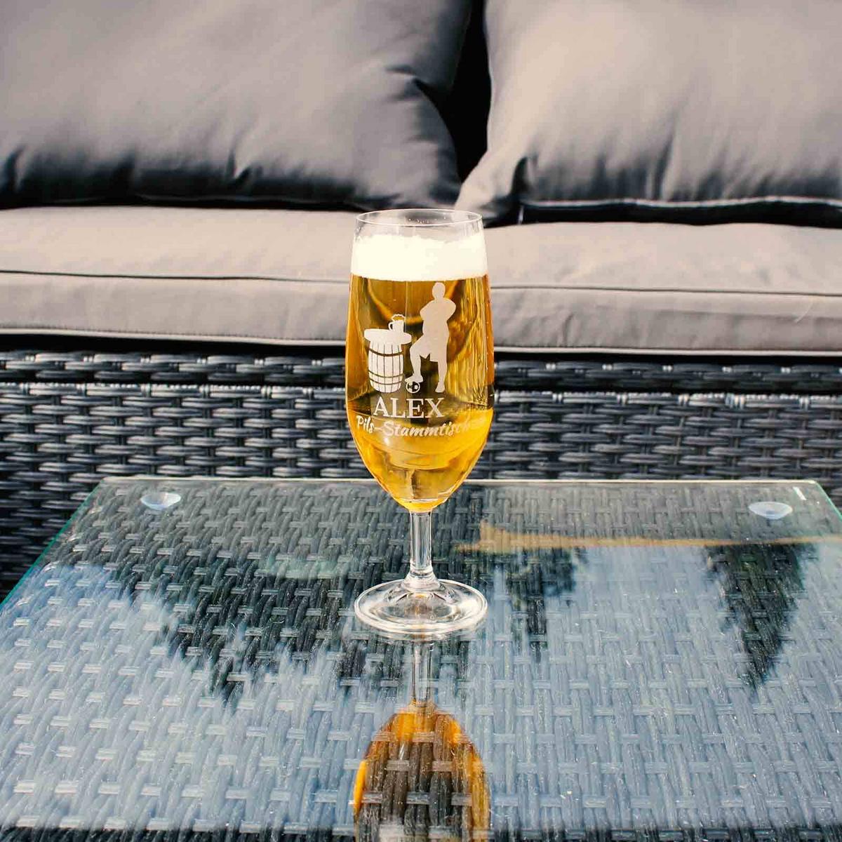 BIERTULPE PILSGLAS MIT GRAVUR 60. Jubiläum transparent 360 ml - Transparent, Glas (0.36L) - LUXENTU