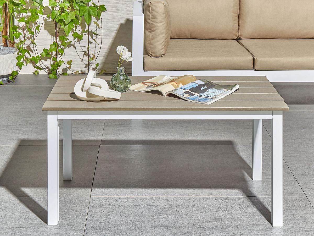 GARTENTISCH Heller Holzfarbton Messina - Hellbraun/Weiß, Kunststoff (96/52/50cm) - Beliani