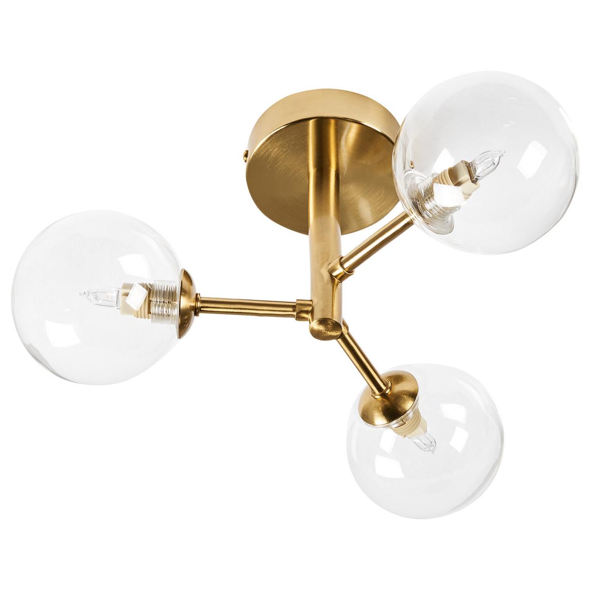 DECKENLAMPE Messing Maricao - Messingfarben, Glas (30/30/19cm) - Beliani