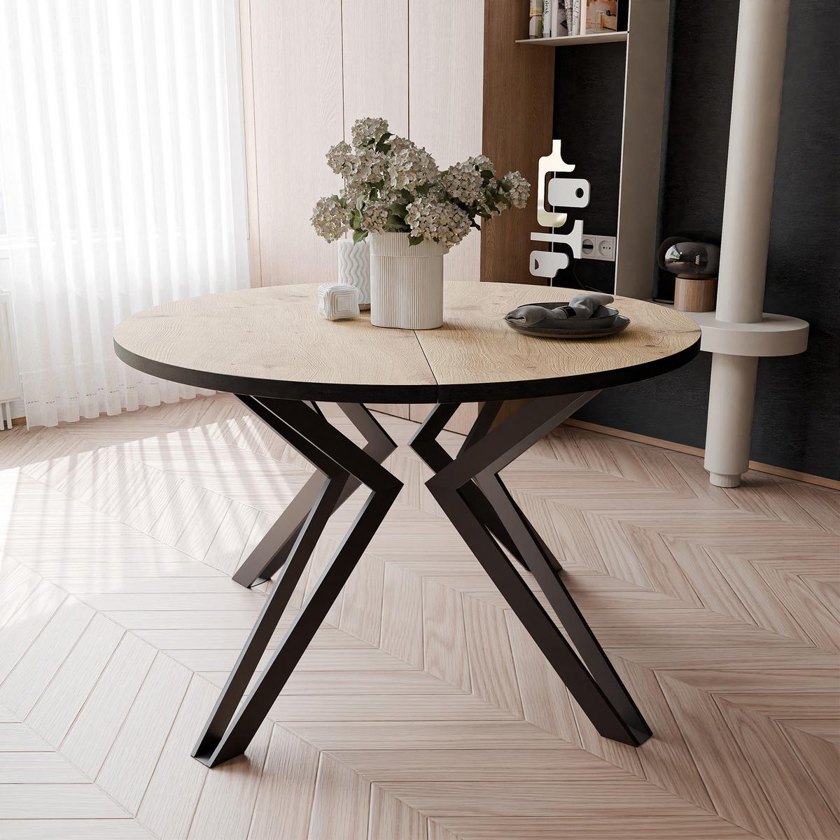 ESSTISCH ausziehbar aus MDF, Braun - Hellbraun/Schwarz, Holzwerkstoff (100/100/76cm) - Idohome