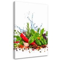 LEINWANDBILD Paprika Pfeffer Rosmarin 80x120cm - Multicolor, Textil (80/120cm) - Feeby