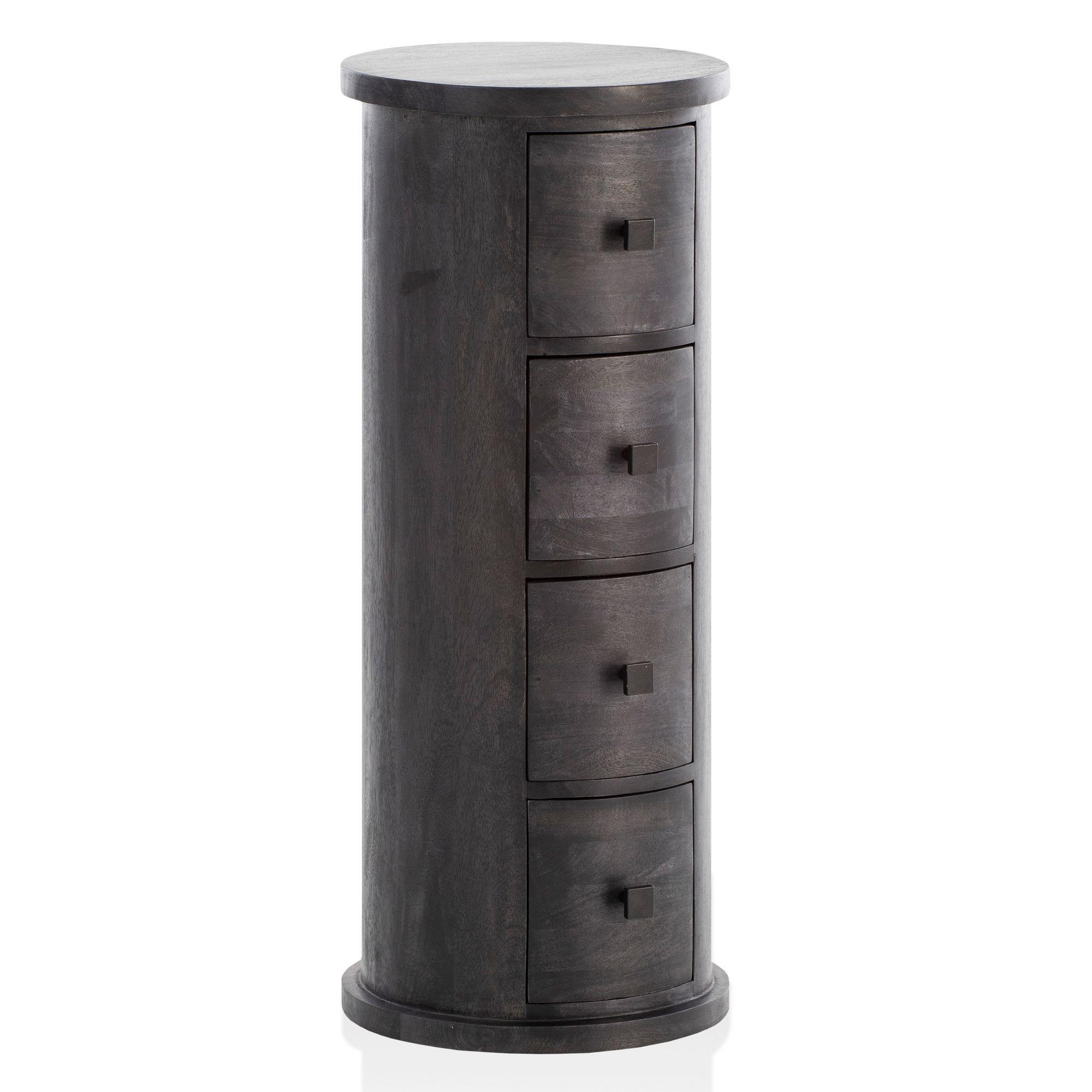 KOMMODE – Mango Massivholz, 34x85x34 cm, 4 Schubladen, schmal, schwarz - Schwarz, Holz (34/85/34cm) - KADIMA DESIGN
