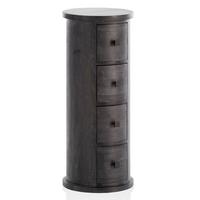 KOMMODE – Mango Massivholz, 34x85x34 cm, 4 Schubladen, schmal, schwarz - Schwarz, Holz (34/85/34cm) - KADIMA DESIGN