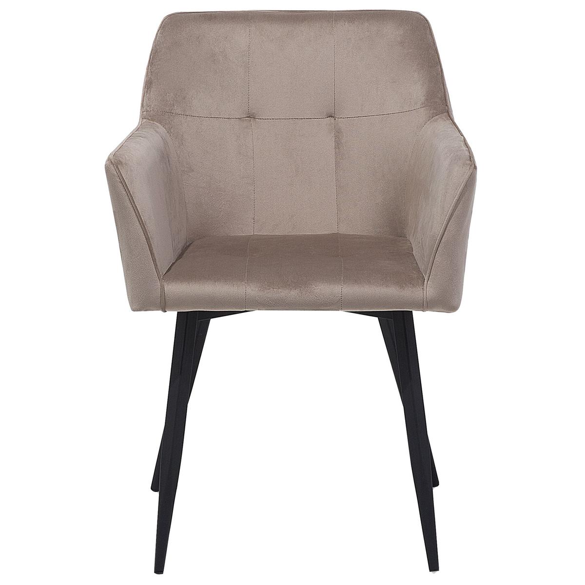 ESSZIMMERSTUHL 2er-Set Samtstoff Beige Jasmin - Beige, Textil/Metall (60/84/49cm) - Beliani