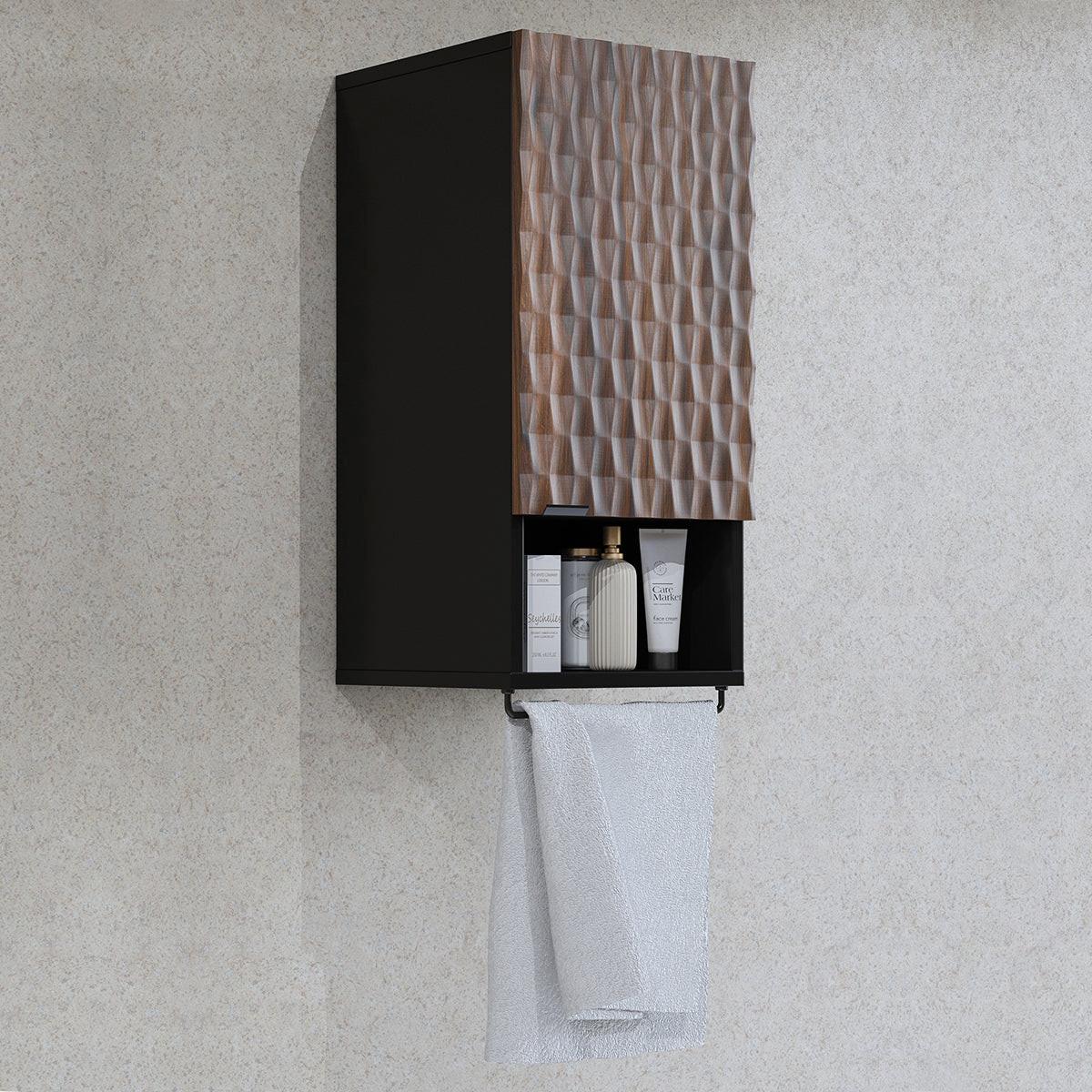 HÄNGESCHRANK 1 Tür Nevia Holz und Schwarz - Braun, Holzwerkstoff (33/81/35cm) - Petits-meubles