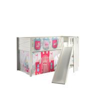 HOCHBETT mit Rutsche Karyl Massivholz Weiß Textilset Princess 3 - Magenta/Weiß, Holz (90/200cm) - 58aufmkessel