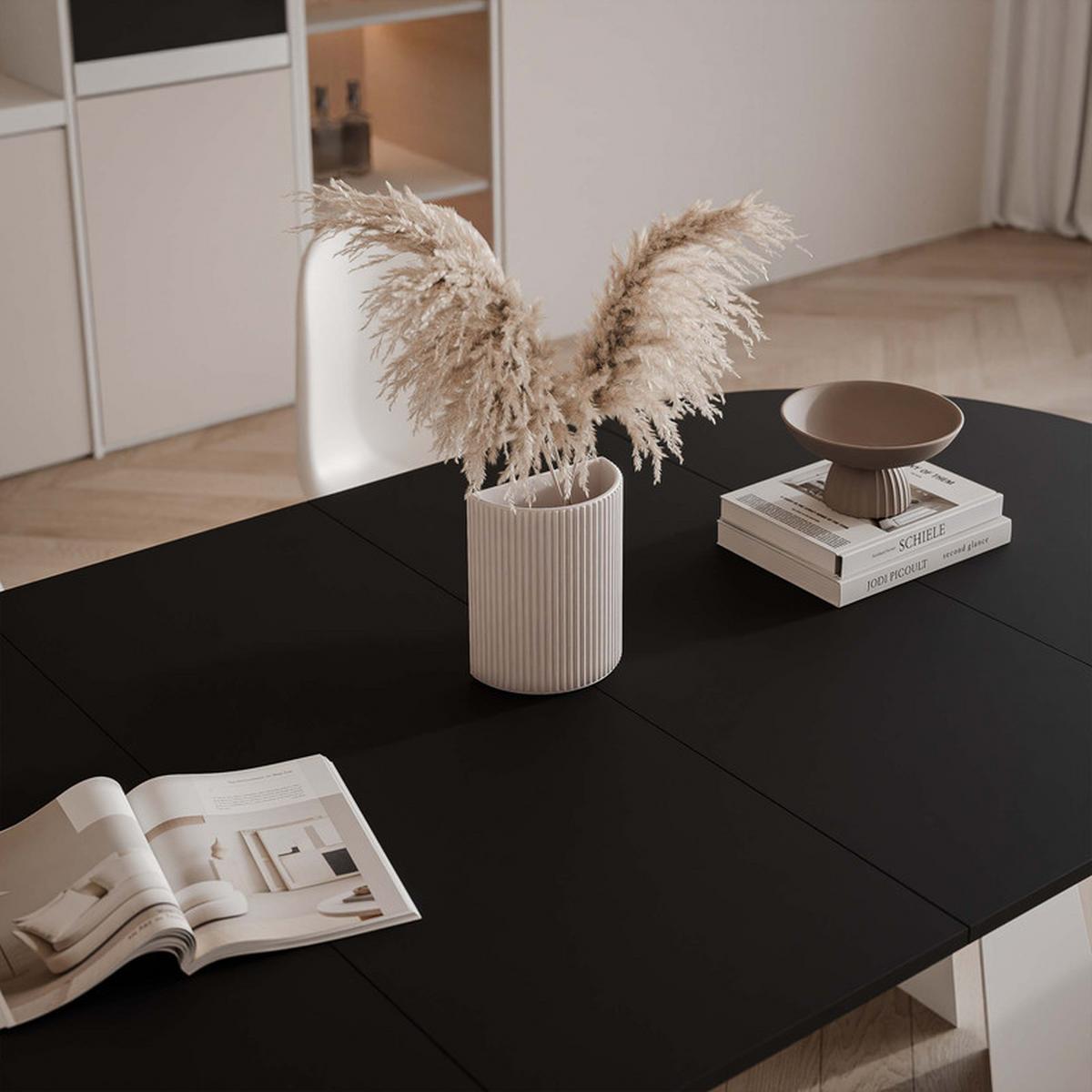 AUSZIEHTISCH FORTE 120/76 cm, Weiß / Schwarz - Schwarz/Weiß, Holzwerkstoff/Metall (120/120/76cm) - Idohome