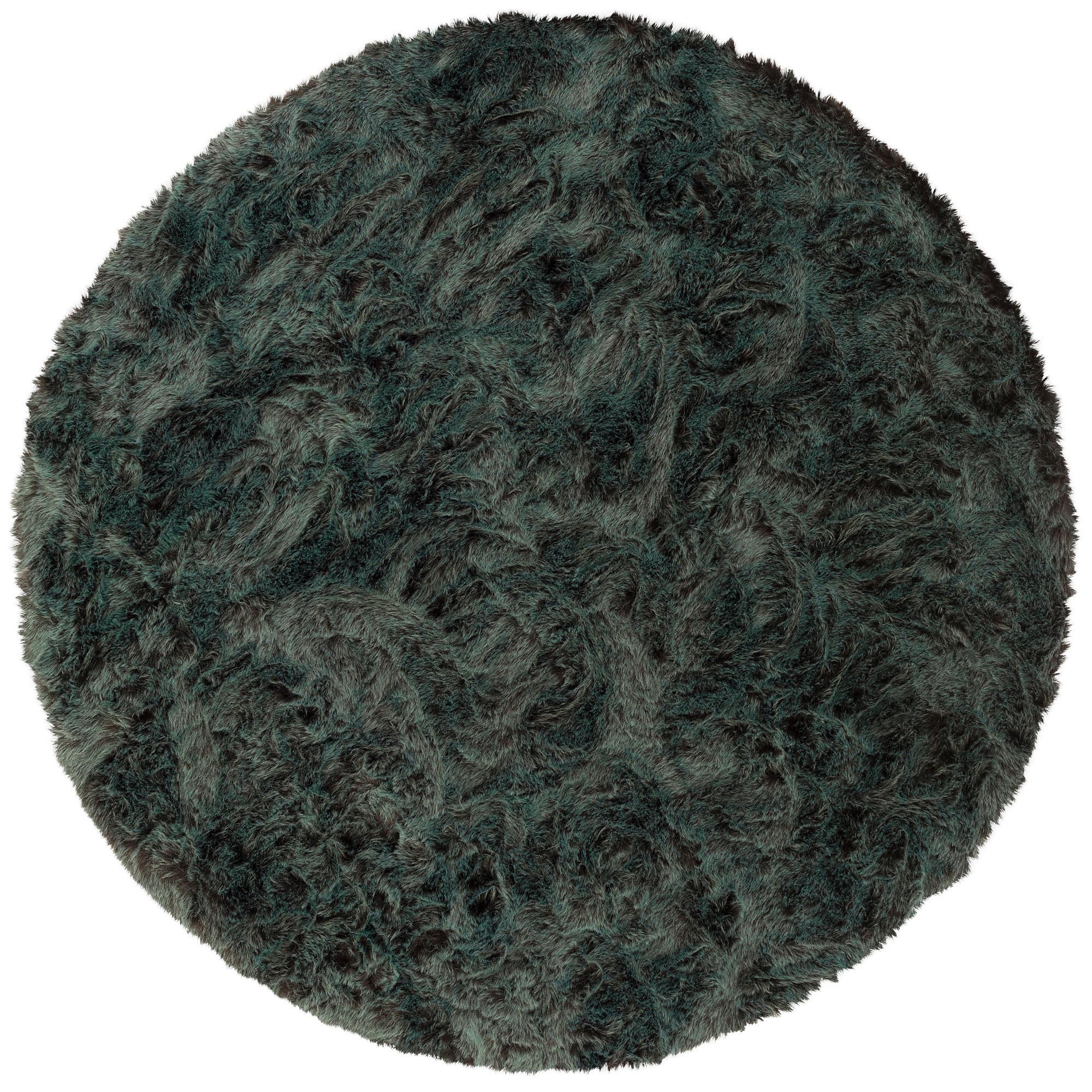 LUXUS SUPER SOFT FELLTEPPICH ASPEN RUND MELIERT - Petrol, Textil (80/80cm) - Pergamon