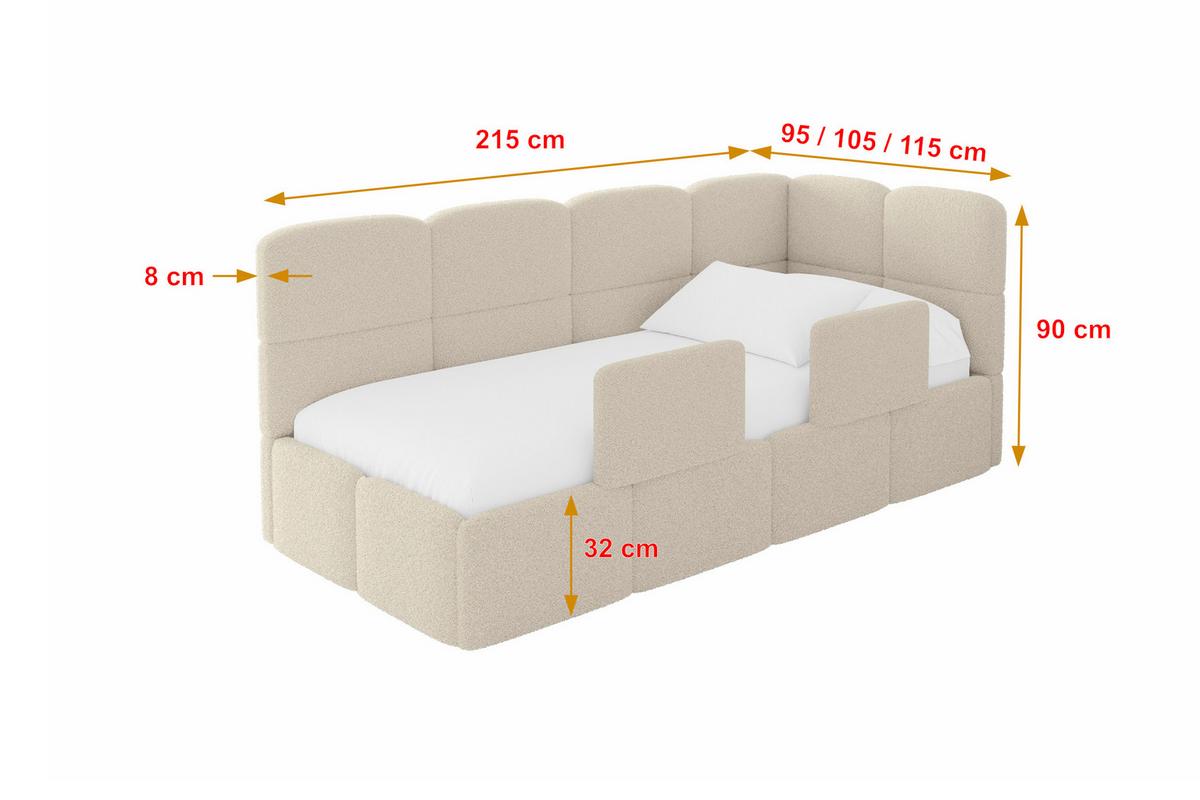 EINZELLBETT Jugendbett mit Bettkasten, Links - KIVY 90x200 Dunkelbeige - Cappuccino, Holzwerkstoff/Textil (90/200cm) - ALTDECOR