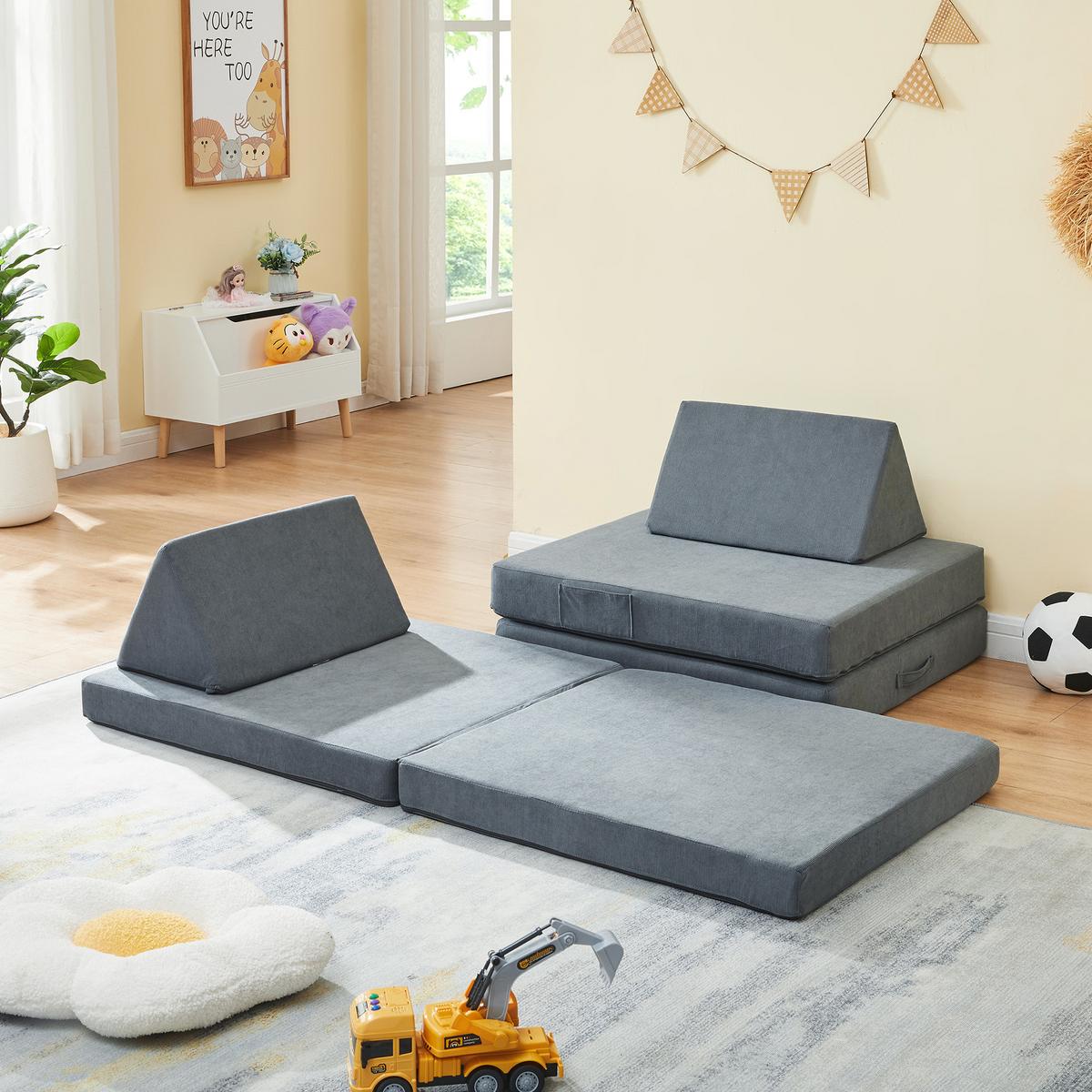 SPIELSOFA Norhulta - Grau, Textil (150/46/66cm) - [en.casa]