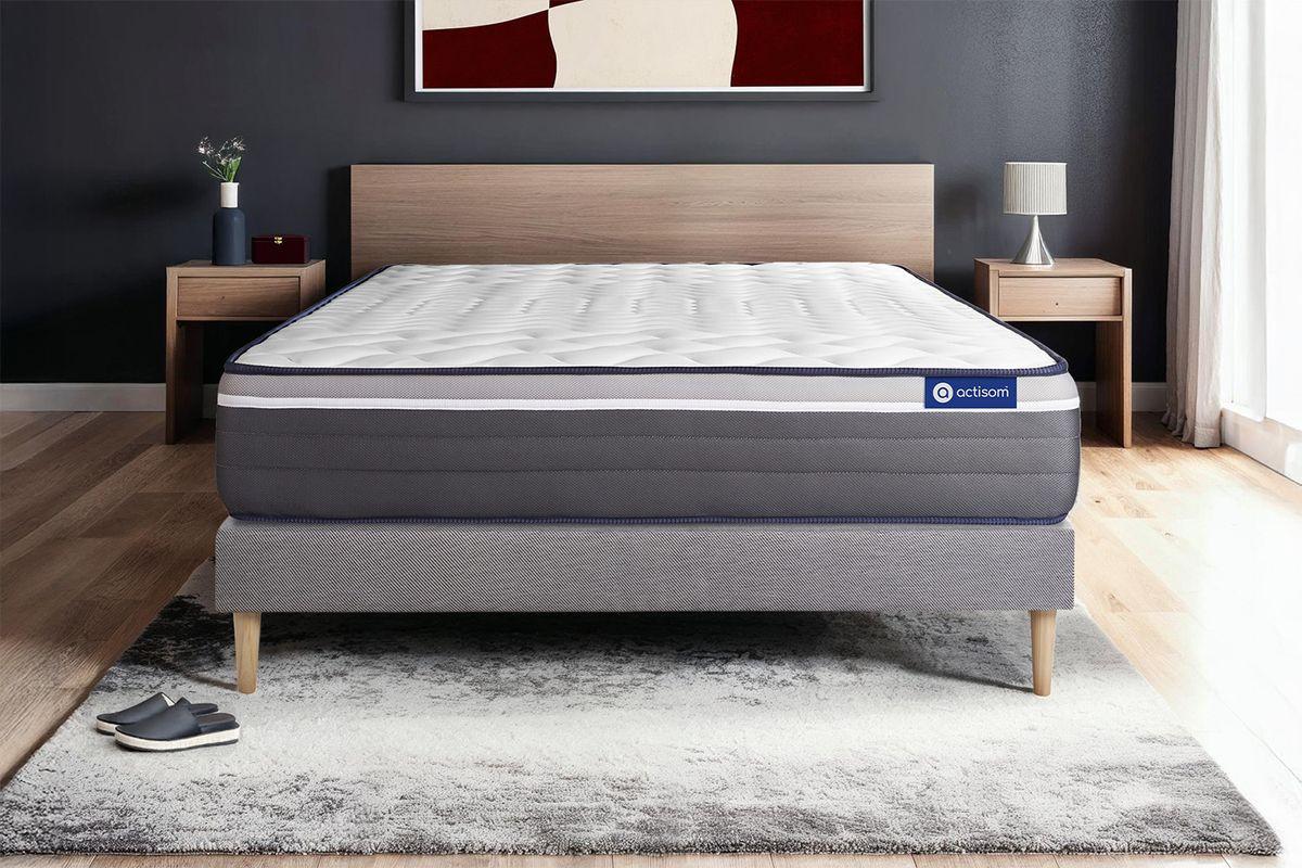 BETT Actilatex plus Latex und Memory-Schaum 80 x 200 cm h4 - Kit Bettgestell Grau - Beige/Grau, Karton/Holz (80/200cm) - ACTISOM