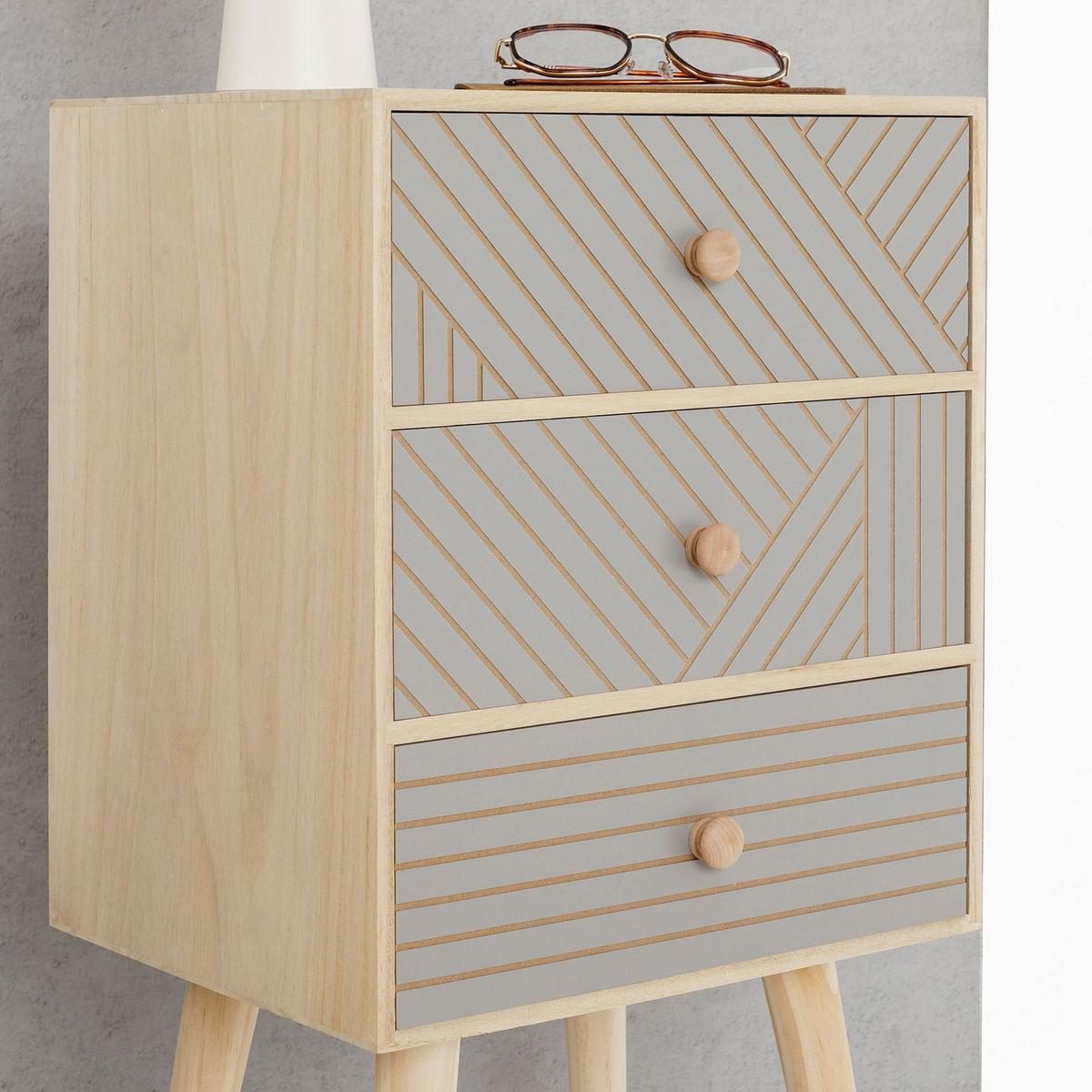 NACHTTISCH PELO grau, natur - Grau, Holz (35/67/29cm) - IDIMEX