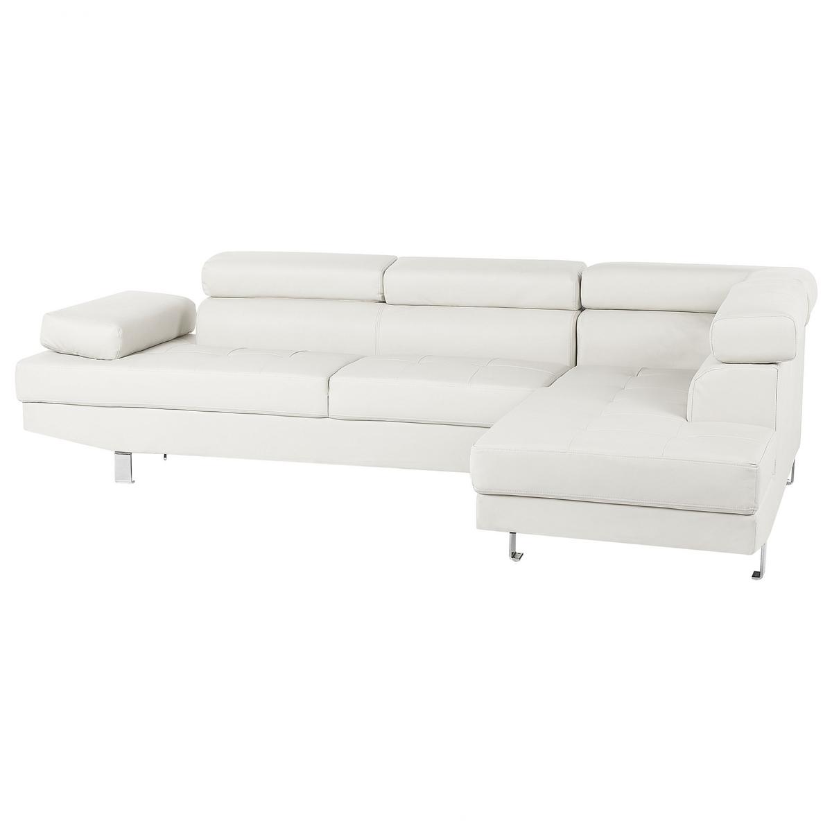 ECKSOFA Kunstleder Weiß Norrea - Weiß, Kunststoff/Textil (262/169cm) - Beliani
