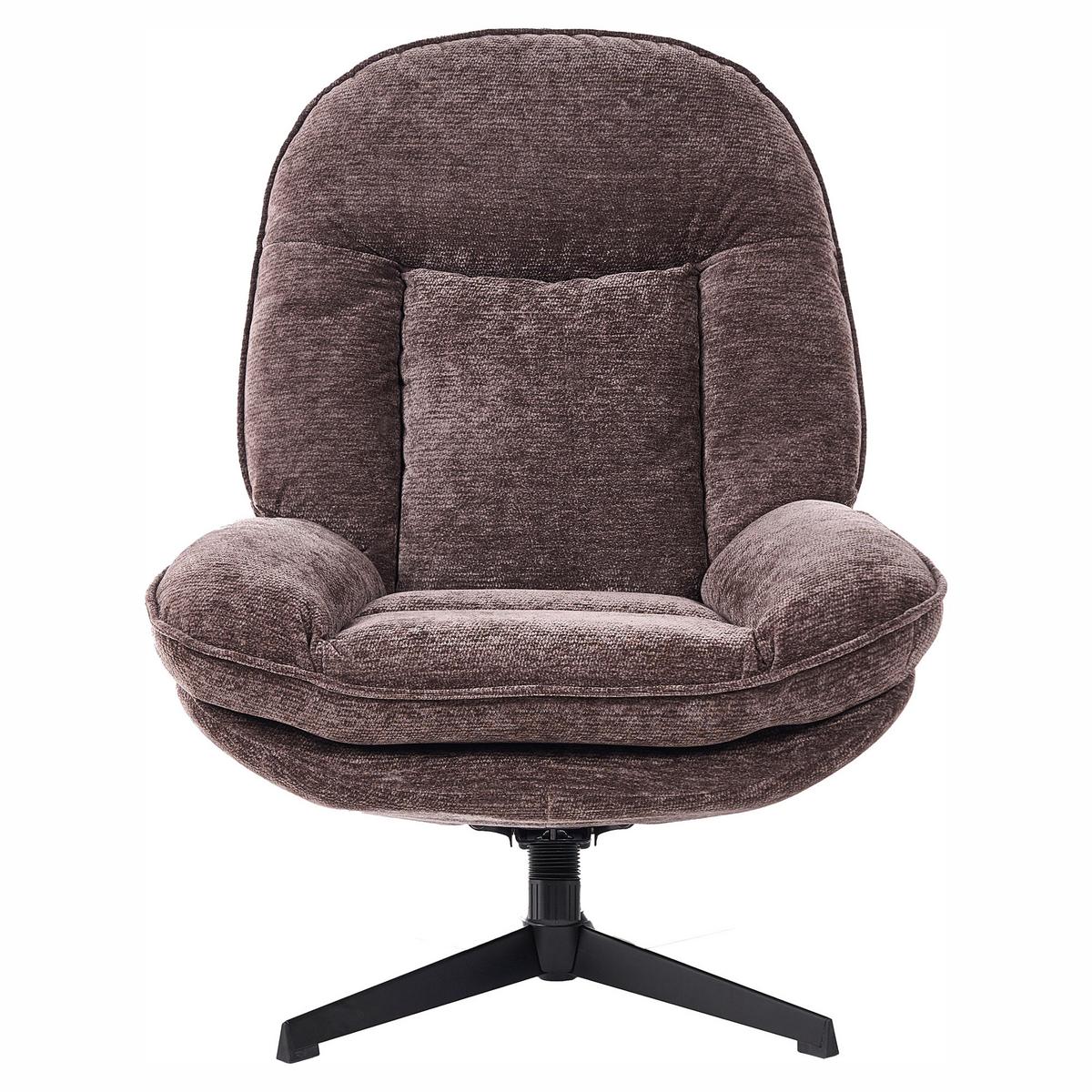 DREHSESSEL Chenillegewebe Dunkelbraun Aremark - Schwarz/Braun, Textil/Metall (80/97/92cm) - Beliani