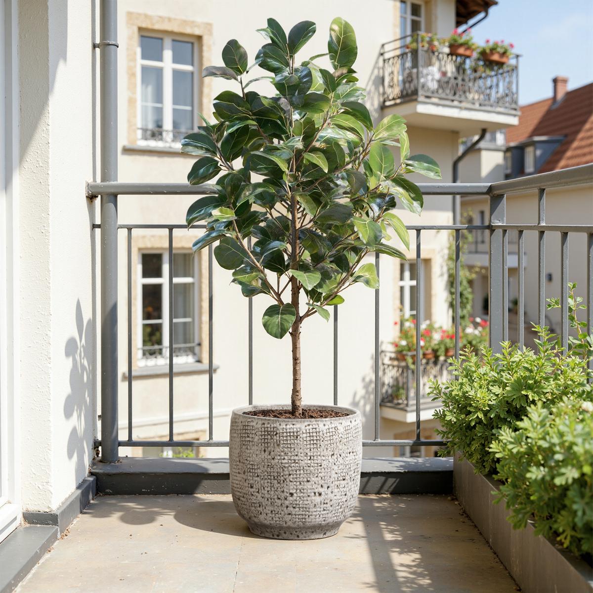 KERAMIK-BLUMENTOPF grau, Ø 30 × H 28 cm - Weiß, Keramik (28.8cm)