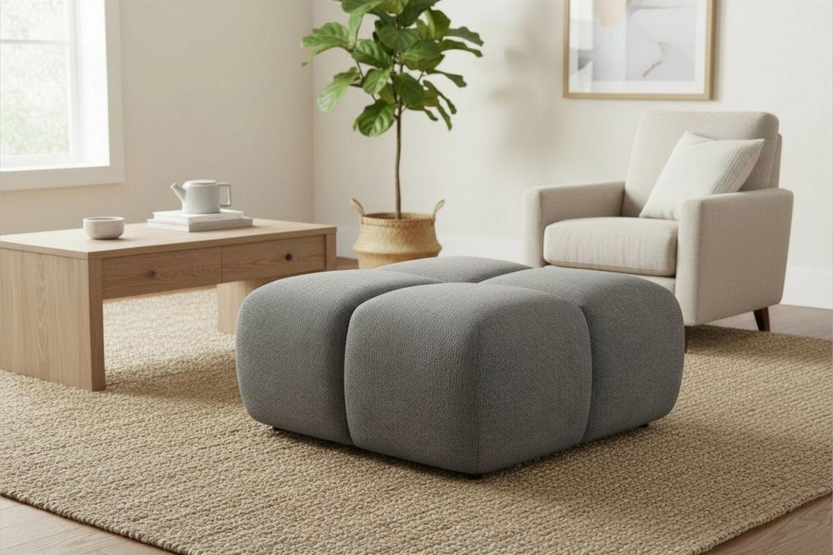 SOFASET Vega 3-2 Inkl. Hocker - Grau, Holzwerkstoff/Textil (250/77/103cm) - Fun Möbel
