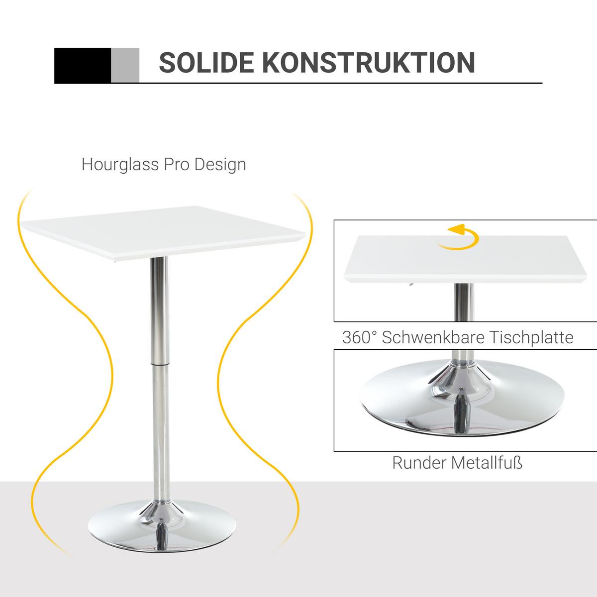 BARTISCH, MDF-Platte, Stahl, Weiß - Weiß, Kunststoff (60/60/92cm) - HOMCOM