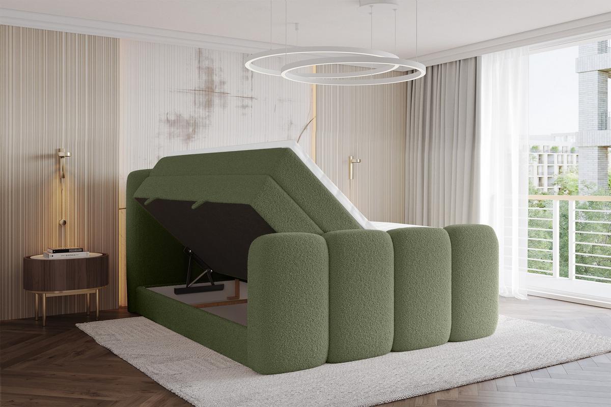 BOXSPRINGBETT mit Matratze H3/H4 - NINA-Z KING - 140x200 cm Grün - Dunkelgrün, Holzwerkstoff (140/200cm) - ALTDECOR
