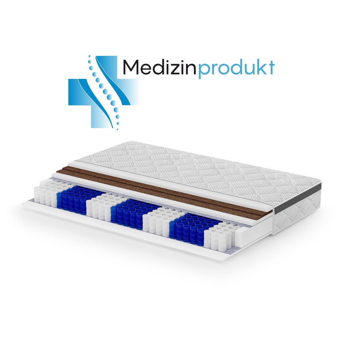 WENDEMATRATZE Mediro Therm 24 cm,7-Zone, mit Kokosmatte, H3/H4, 140x200 - Weiß, Textil (140/200cm) - Beautysofa