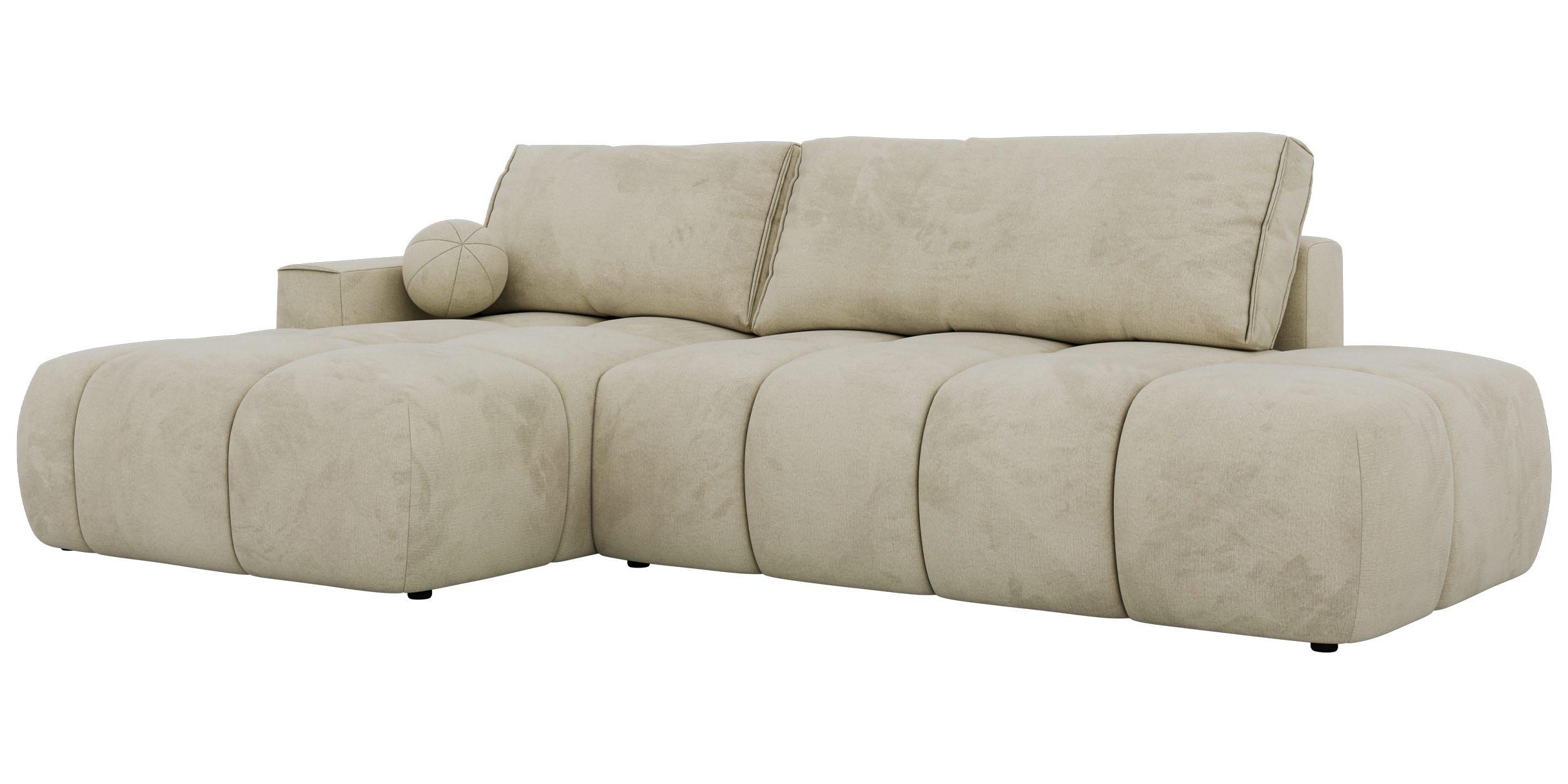 ECKSOFA LORAN L Beige Velvet - Links - Beige/Schwarz, Kunststoff/Textil (170/292cm) - MKS