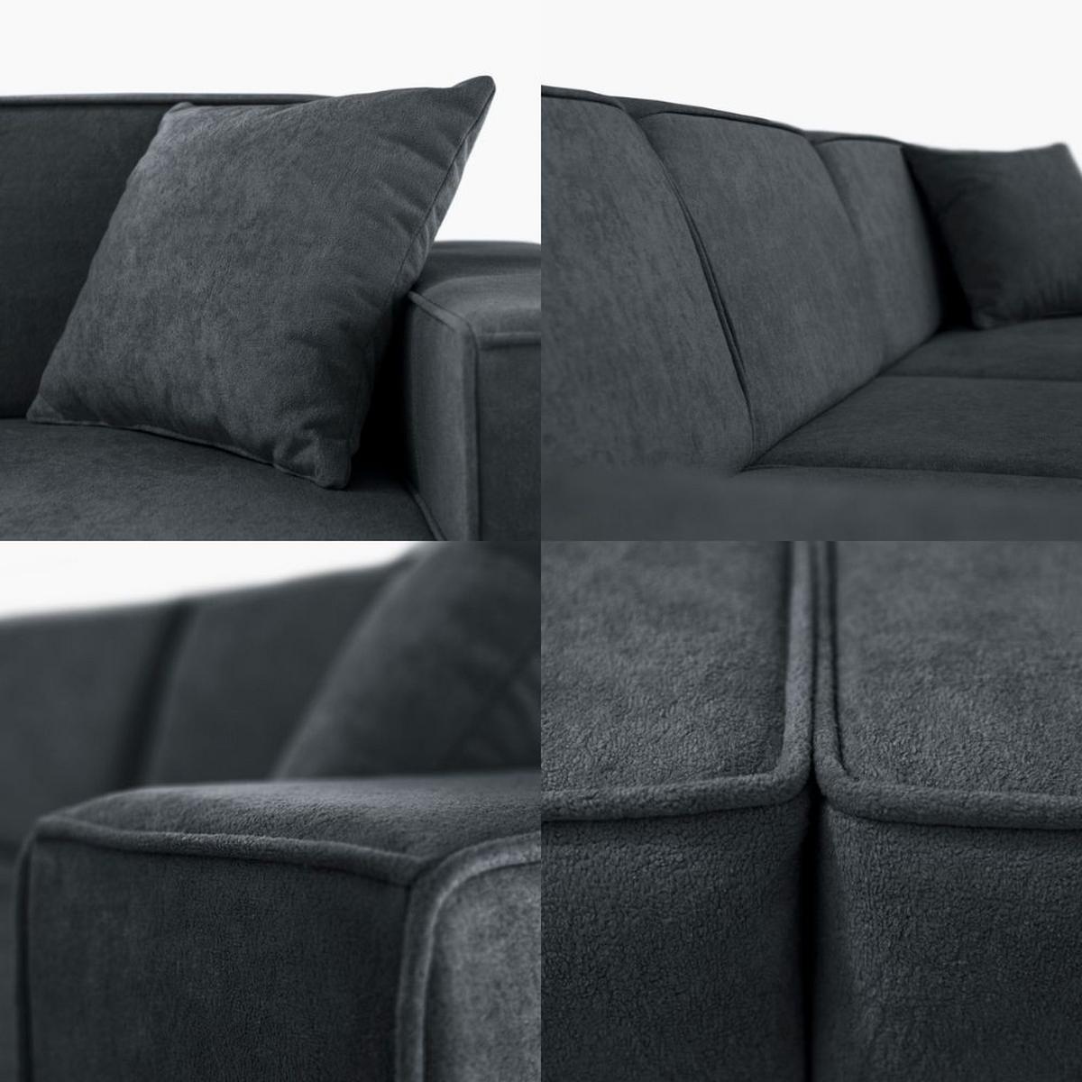 ECKSCHLAFSOFA mit Schlaffunktion Pedro L dunkelgrau links - Dunkelgrau/Schwarz, Kunststoff/Textil (267/160cm) - Beautysofa