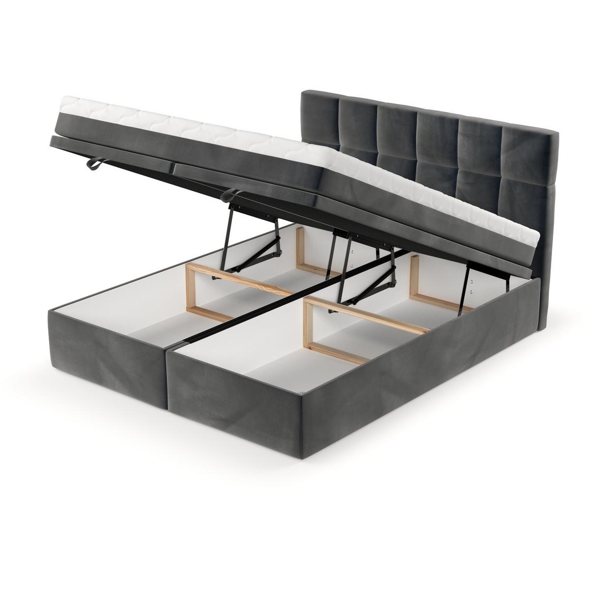 BOXBETT Elano 180/200 cm Anthrazit im Paros Stoff - Anthrazit/Schwarz, Holz/Holzwerkstoff (180/200cm) - AltaBeds