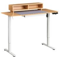 SCHREIBTISCH elektrisch höhenverstellbar 120/60 cm mit USB-Anschluss Hellbraun/Weiß Lucama - Hellbraun/Braun, Holzwerkstoff/Metall (60/120/88cm) - Beliani