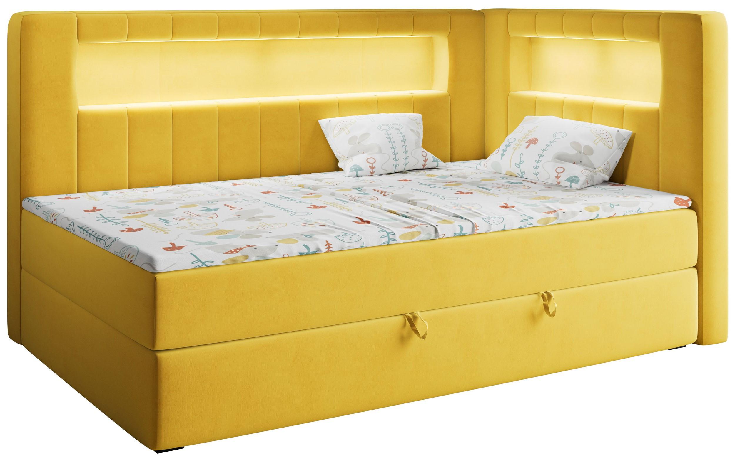 BOXSPRINGBETT JUNIOR GOLD 3 90/200 Gelb - rechte Seite - Gelb, Holz/Textil (90/200cm) - MKS