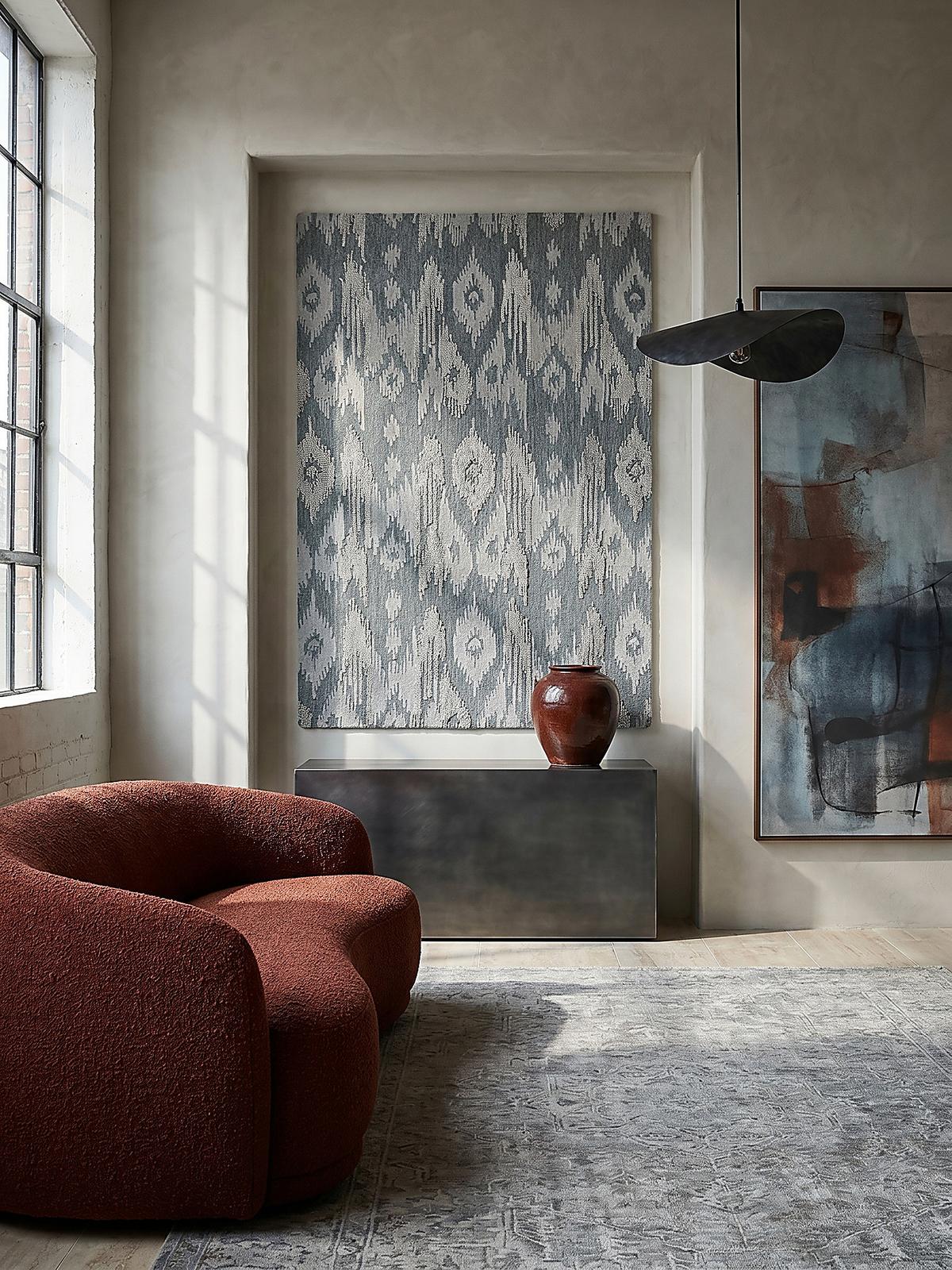 WOLLTEPPICH SOAR, im Ethno-Stil, Blau, 200 x 290 cm - Blau, Textil (290/200cm) - KADIMA DESIGN