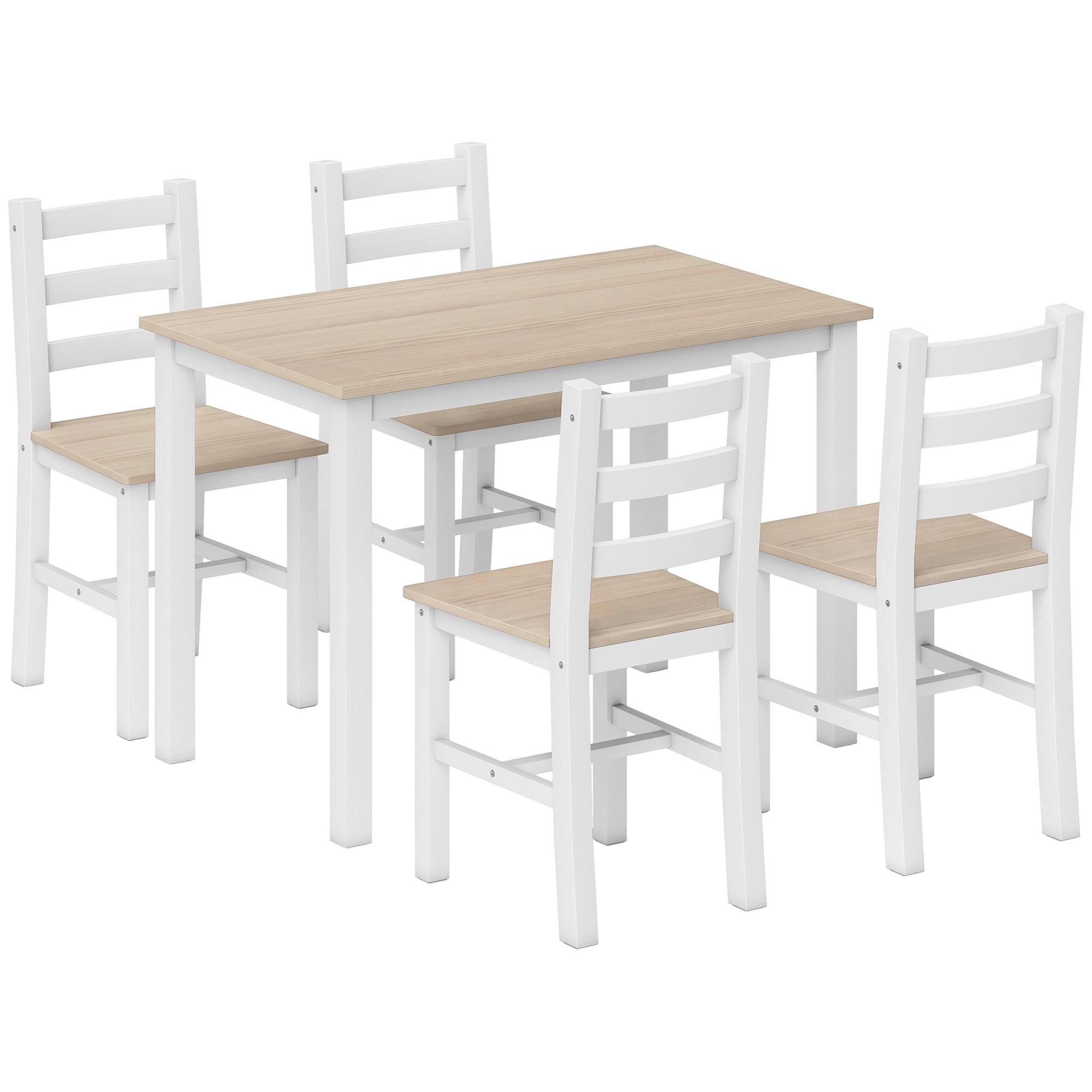 ESSGRUPPE Kiefernholz Natur Weiß - Naturfarben/Weiß, Holz (65/75/108cm) - HOMCOM