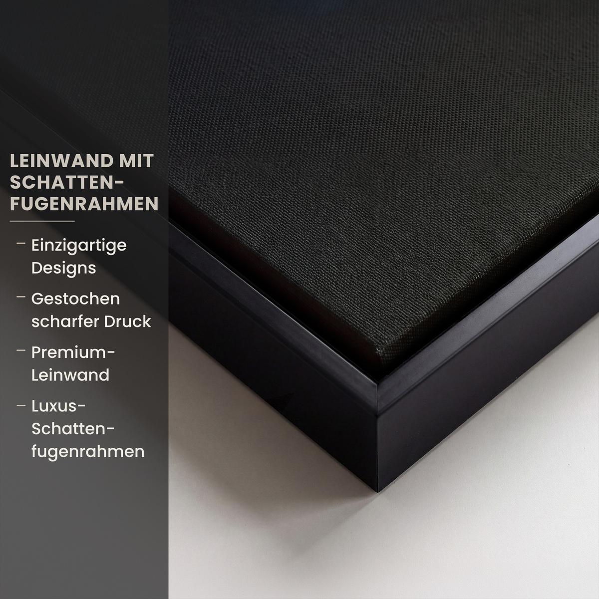 LEINWAND Bilder mit Rahmen - Baum - Blau - Blätter - Pinselstriche - 90x60 - Blau, Textil (90/60cm) - MuchoWow
