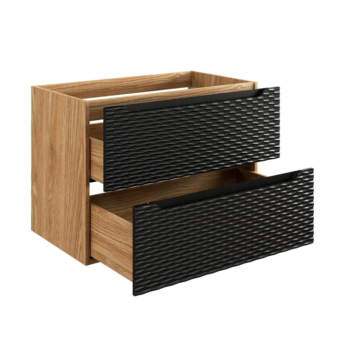WASCHTISCH 80cm Elora Schwarz und Holz - Schwarz, Holzwerkstoff (80/57/46cm) - Petits-meubles