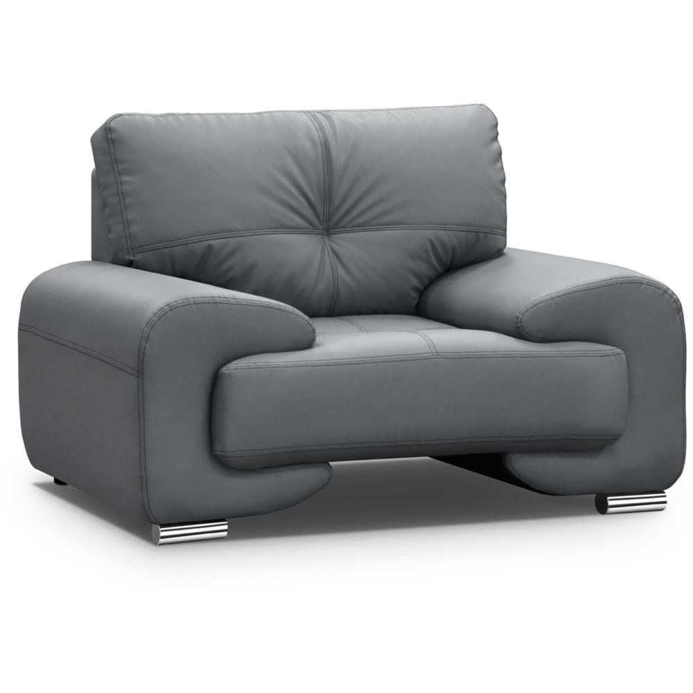 RELAXSESSEL Omega grau - Chromfarben/Dunkelgrau, Leder/Metall (128/88/98cm) - Beautysofa