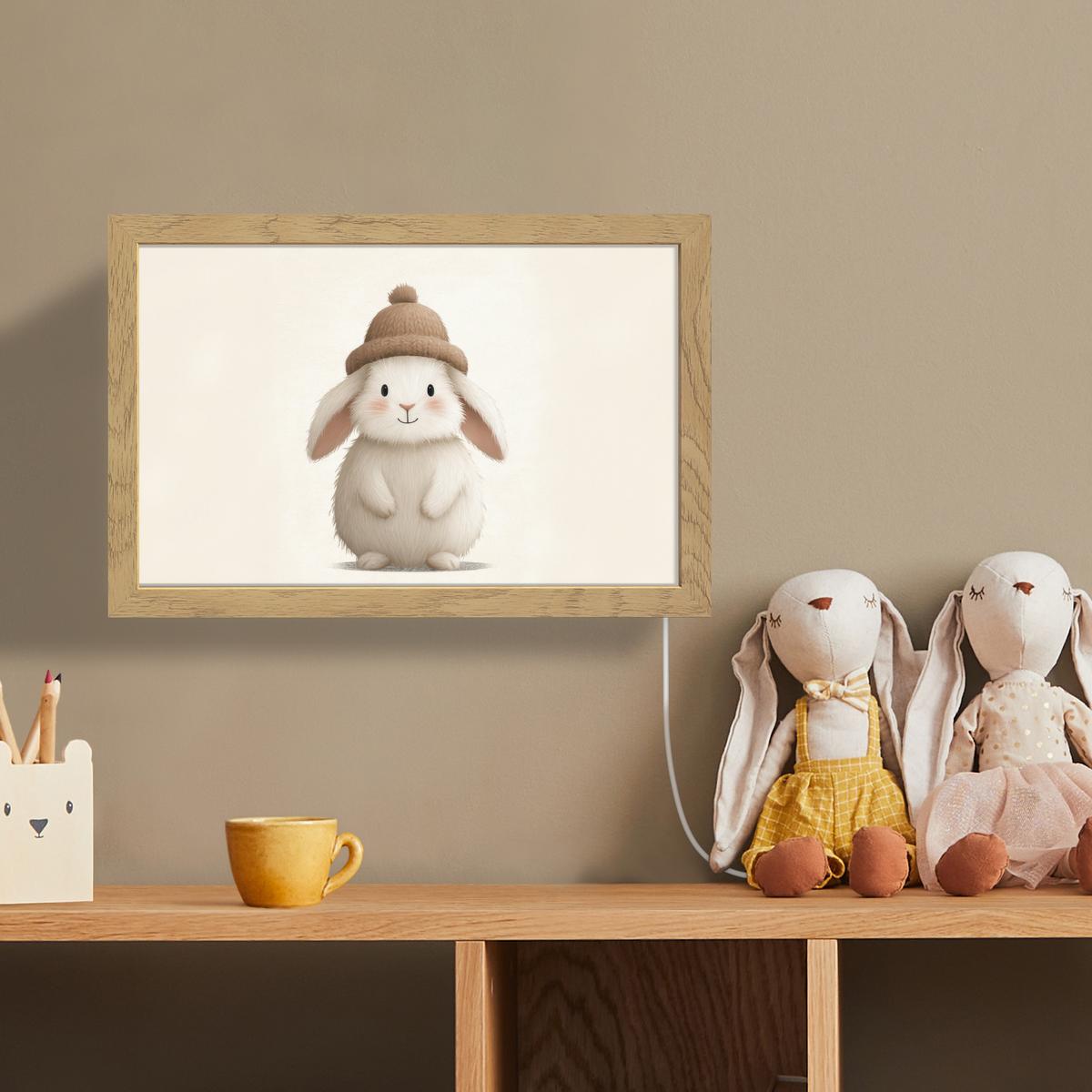 WANDLEUCHTE Kaninchen - Hut - Ohren - Beige 30x20 cm - Creme, Holzwerkstoff (30/20/8cm) - OnlyWow