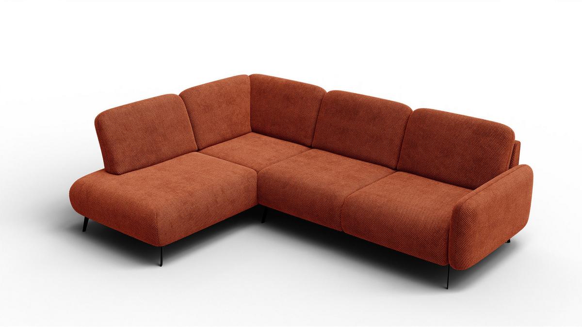 ECKSOFA FEBE 5-Sitzer links, dunkelorange - Dunkelorange/Schwarz, Holz/Textil (271/190cm) - Wozimo