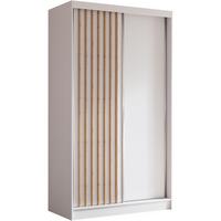 SCHWEBETÜRENSCHRANK Helios II 120/216/61 weiß+eiche Artisan mit Schubladen - Weiß/Eiche Artisan, Holzwerkstoff (120/216/61cm) - Beautysofa