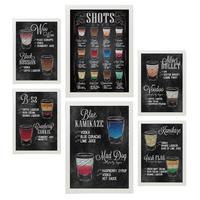 POSTER Set Mit 6 Schüsse Vollfarbige Illustrationen Von Kaffee & Getränken Im Werbetafel Illustrationen Für & Heim A3 & A4 Weißer Rahmen - Weiß, Papier (29/3cm) - Nacnic