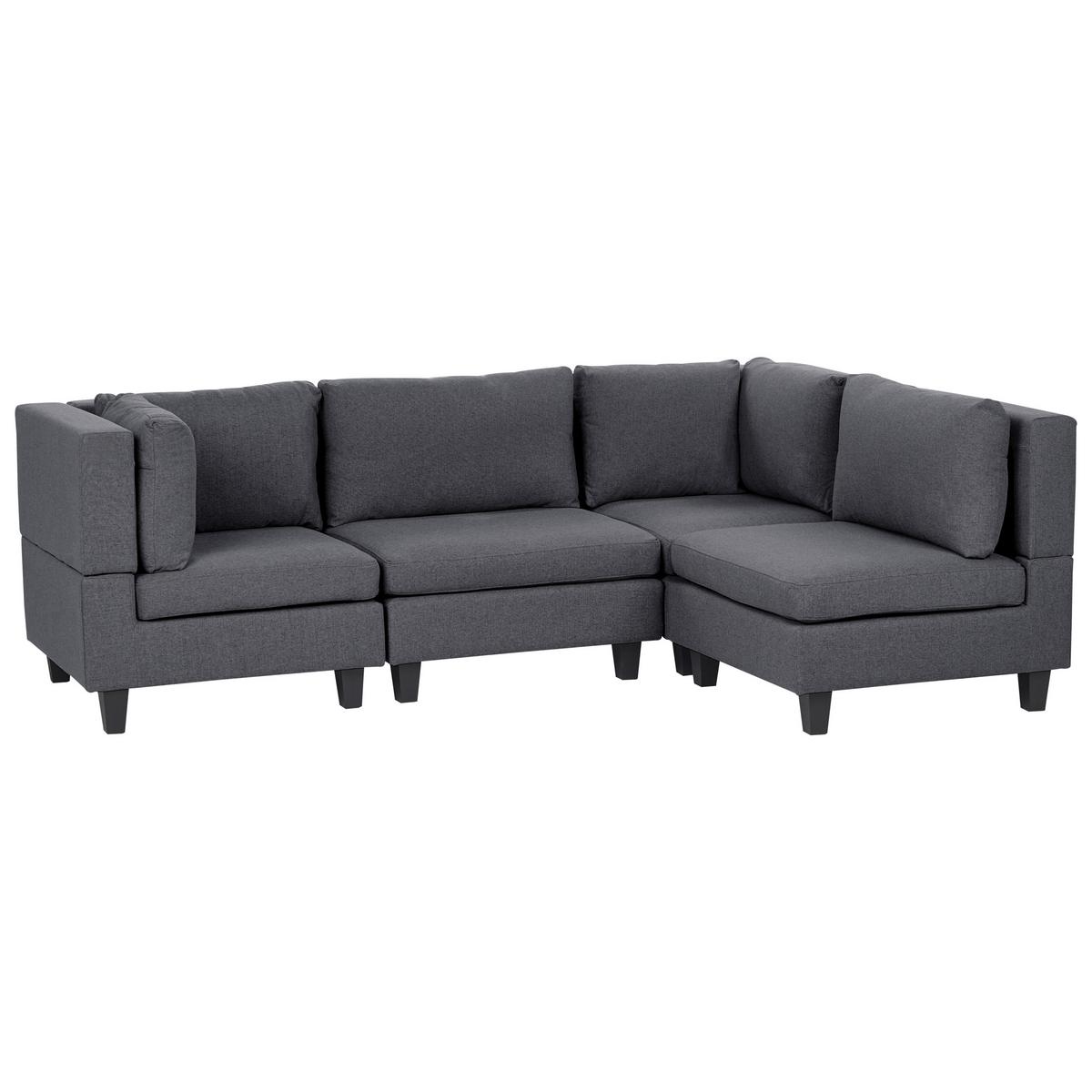 ECKSOFA Modul 4-Sitzer linksseitig Dunkelgrau Stoff Unstad - Dunkelgrau/Grau, Textil (228/152cm) - Beliani
