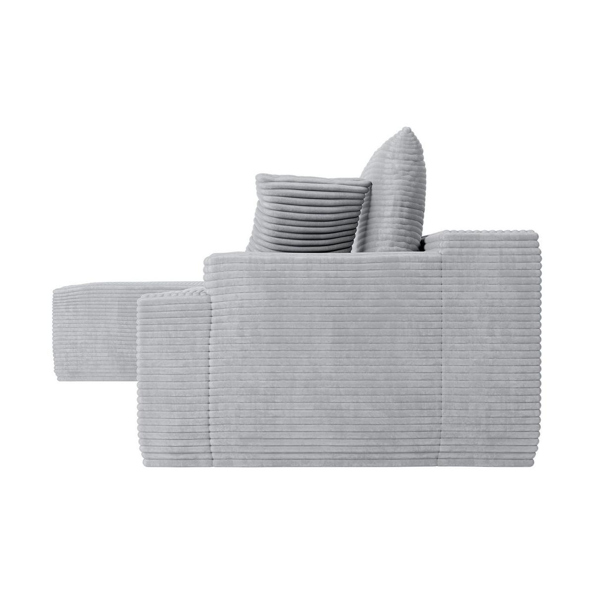 SOFA Coredo hellgrau Cord - Hellgrau, Textil (155/250cm) - Juskys