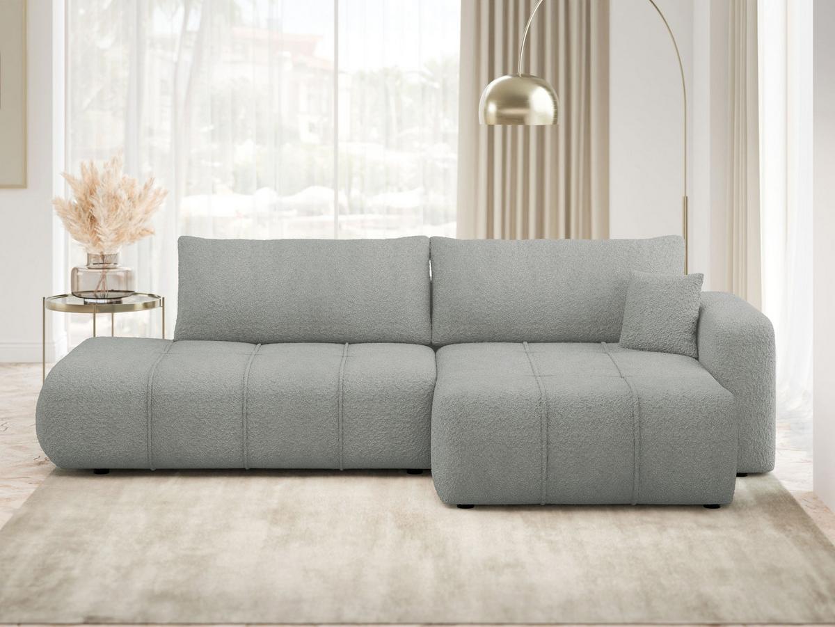 ECKSOFA Furyn O Boucle, Seite: Rechts - Schwarz/Grau, Holzwerkstoff/Kunststoff (262/145cm) - MIRJAN24