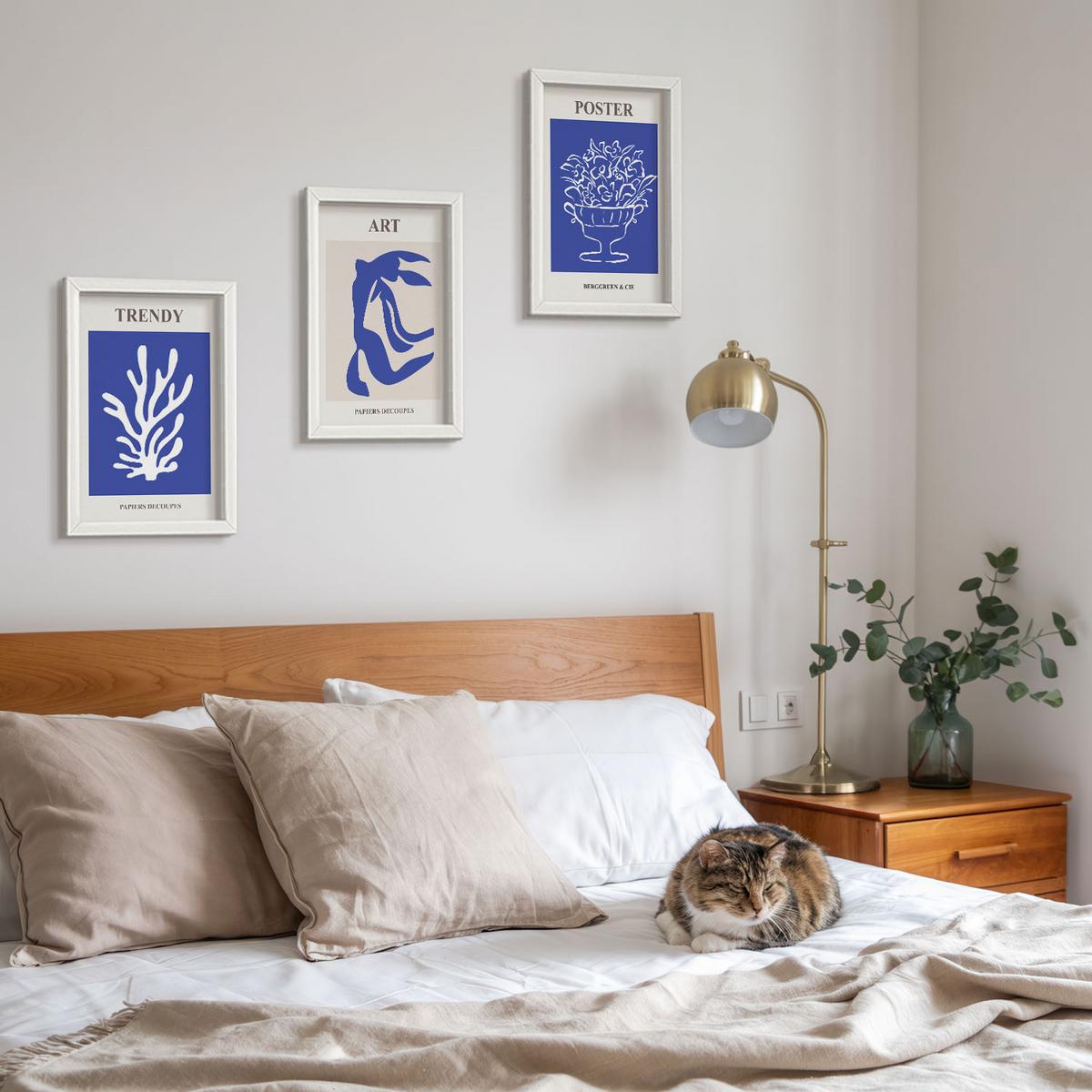 BILDER SET 3er Set - 20x30 cm Weißer Rahmen - Matisses abstrakte Plakate - Weiß, Kunststoff (20/30cm) - TULUP