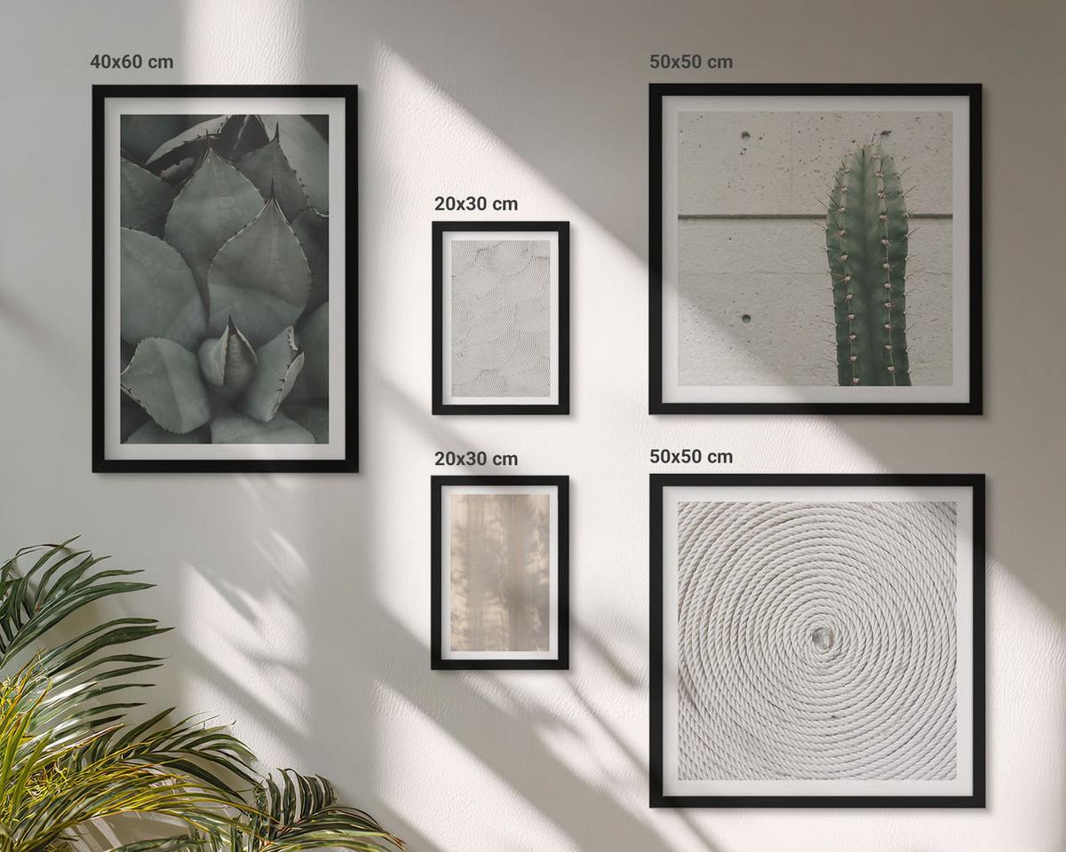 BILDER SET 5er Set - 50x50 cm & 20x30 cm & 40x60 cm Schwarzer Rahmen - Sommerliche Texturen aus den Tropen - Schwarz, Kunststoff (40/60cm) - TULUP