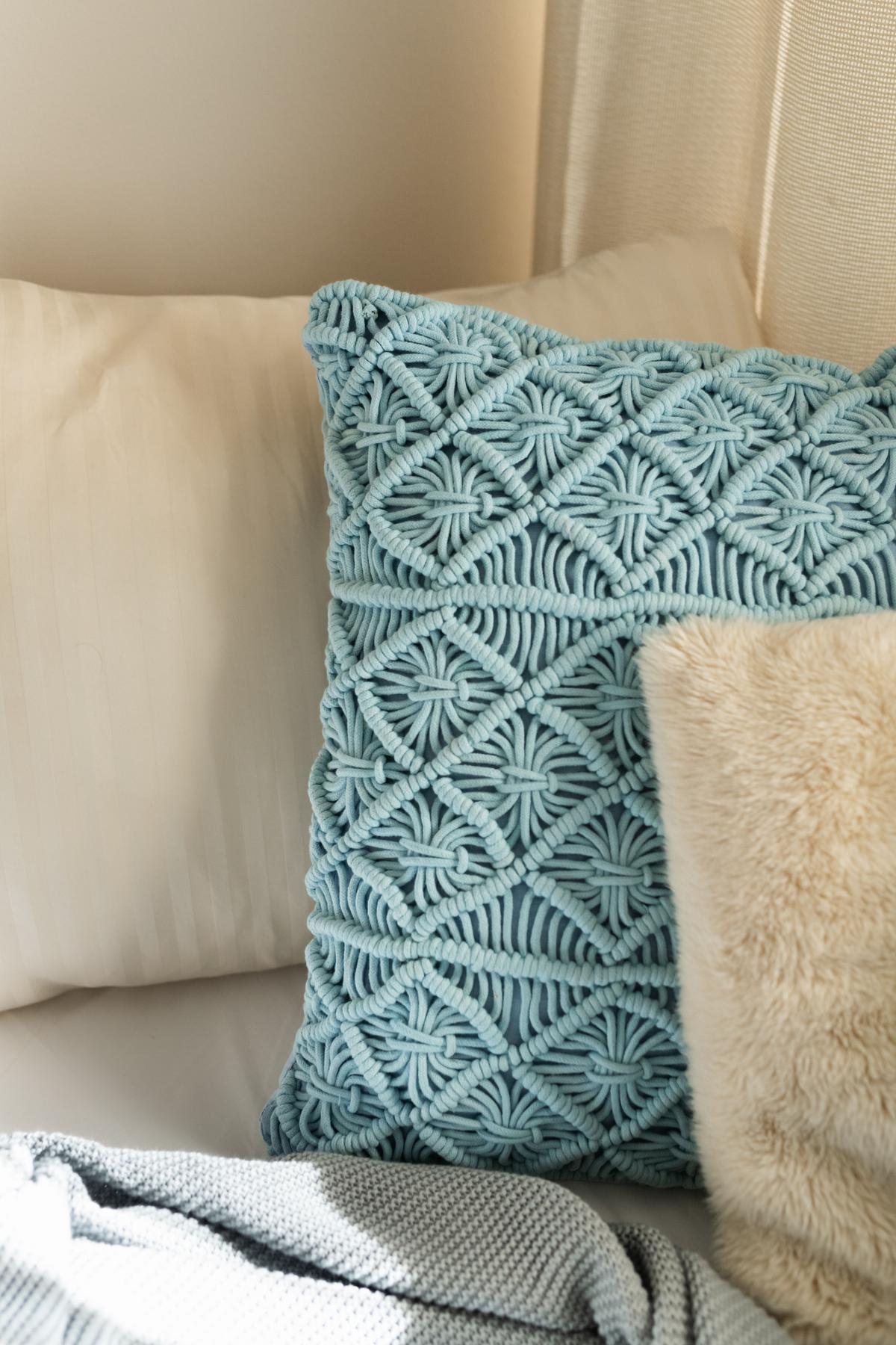 DEKOKISSEN 2er-Set Blau 45/45 cm Goreme - Blau, Naturmaterialen (45/45cm) - Beliani