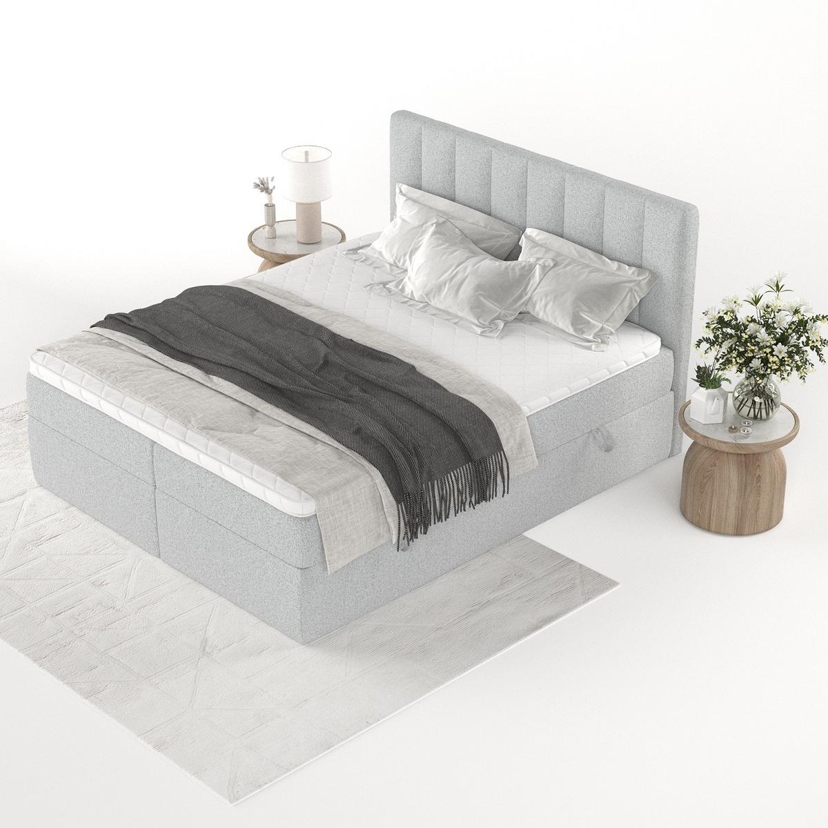 BOXBETT Bari 140/200 cm Hellgrau im Riva Stoff - Hellgrau, Holz/Holzwerkstoff (140/200cm) - AltaBeds