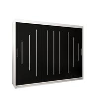 SCHWEBETÜRENSCHRANK 200/250/62 3-türig - Silberfarben/Schwarz, Holz/Kunststoff (250/200/62cm) - Abiks Möbel