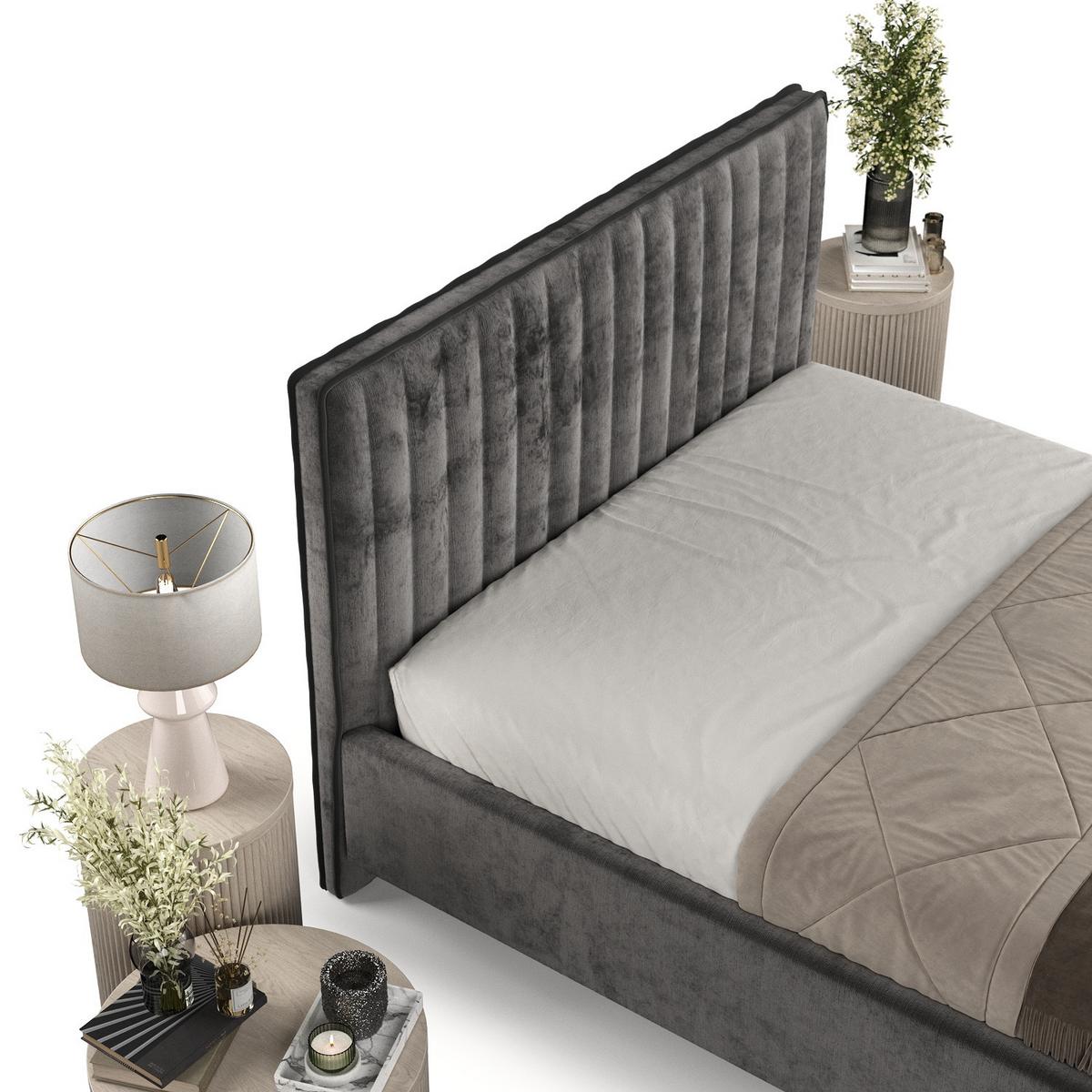 POLSTERBETT Aria 140/200 cm Anthrazit im Lotta Stoff - Anthrazit/Naturfarben, Holz/Holzwerkstoff (140/200cm) - AltaBeds